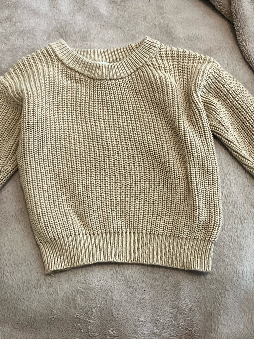Children's Crewneck Rib-Knit Sweater in Cream